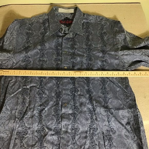 Robert Graham Men’s Button Down Blue floral Print Flip Cuff  Shirt Sz. 2XL EUC - Picture 6 of 13
